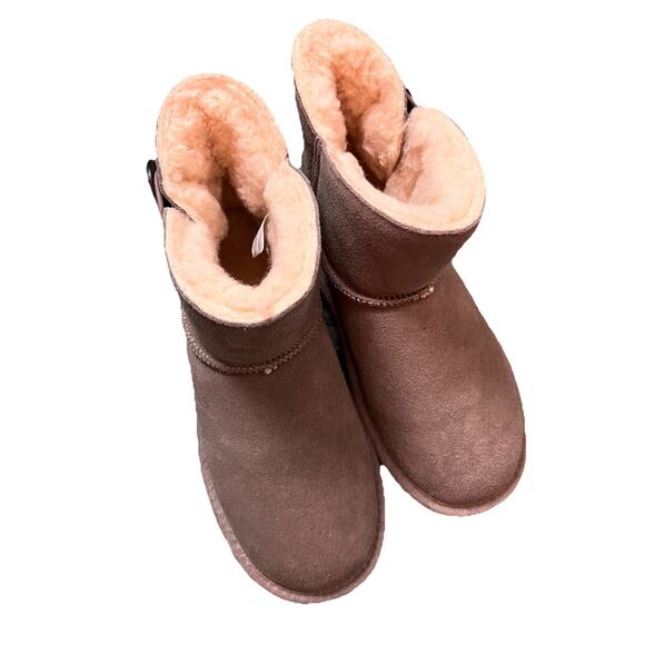 BEARPAW women's snow booties shoe size 5 Tan brown suede upper ROSY button up - Picture 3 of 8